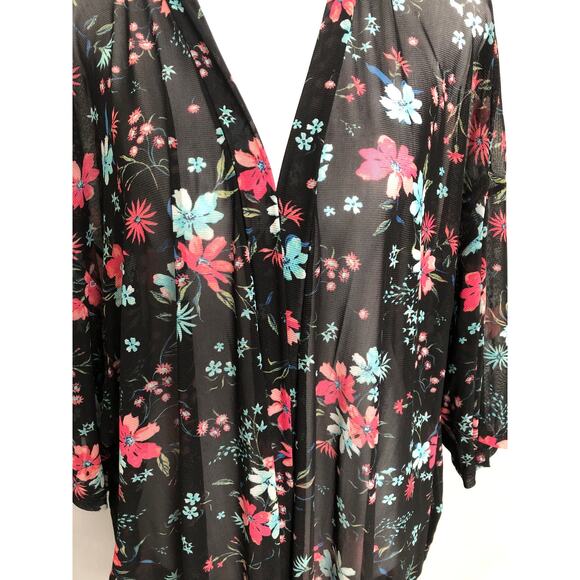 Lane Bryant Women's Size 26/28 Black Floral Kimono - Picture 3 of 8